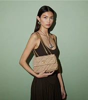 Kira Draped Raffia Small Convertible Shoulder Bag