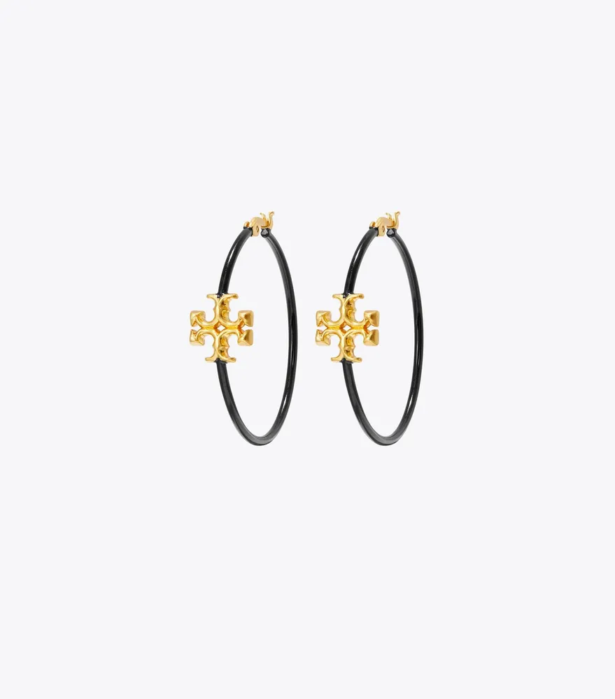 Tory Burch Women's Miller Stud Enamel Hoop Earrings