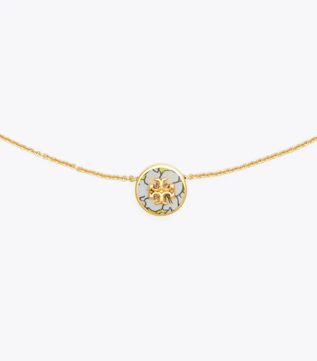 Tory Burch Kira Enamel Flower-Pendant Necklace