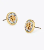 Kira Enamel Printed Circle-Stud Earring