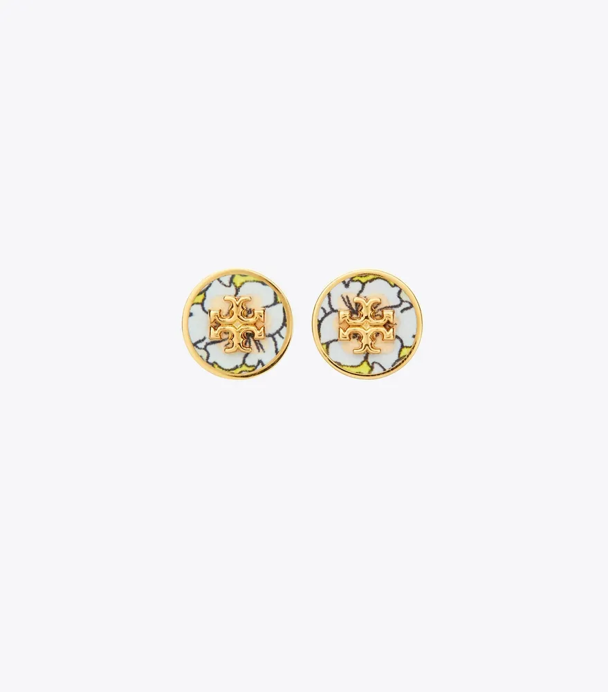 Kira Enamel Printed Circle-Stud Earring