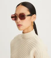 Kira Faceted Geometric Sunglasses