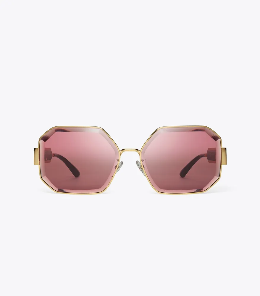 Kira Faceted Geometric Sunglasses