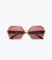 Kira Faceted Geometric Sunglasses