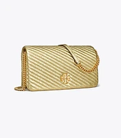 Kira Metallic Moto Quilt Chain Wallet