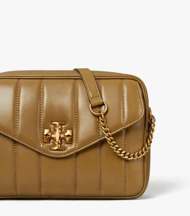 Tory Burch Kira Quilted Leather Camera Shoulder Bag In Brie