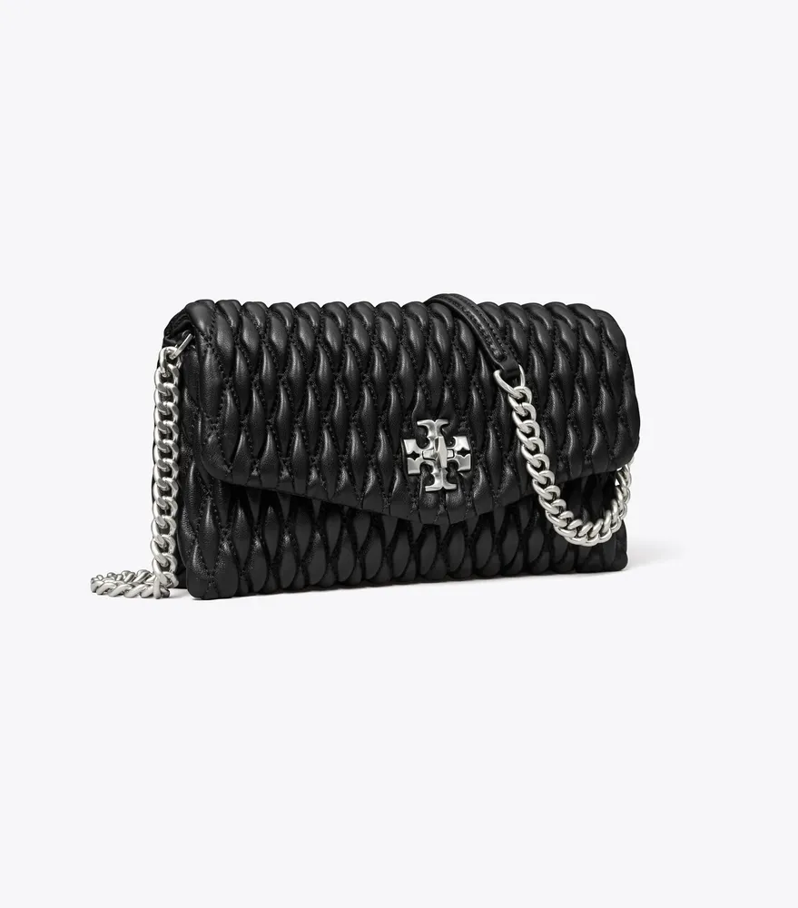 Tory Burch Kira Pebbled Chain Wallet in Green