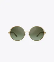 Kira Stripe Open-Wire Round Sunglasses