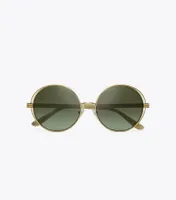 Kira Stripe Open-Wire Round Sunglasses