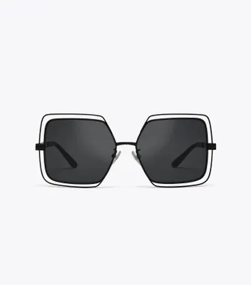 Kira Stripe Open-Wire Square Sunglasses