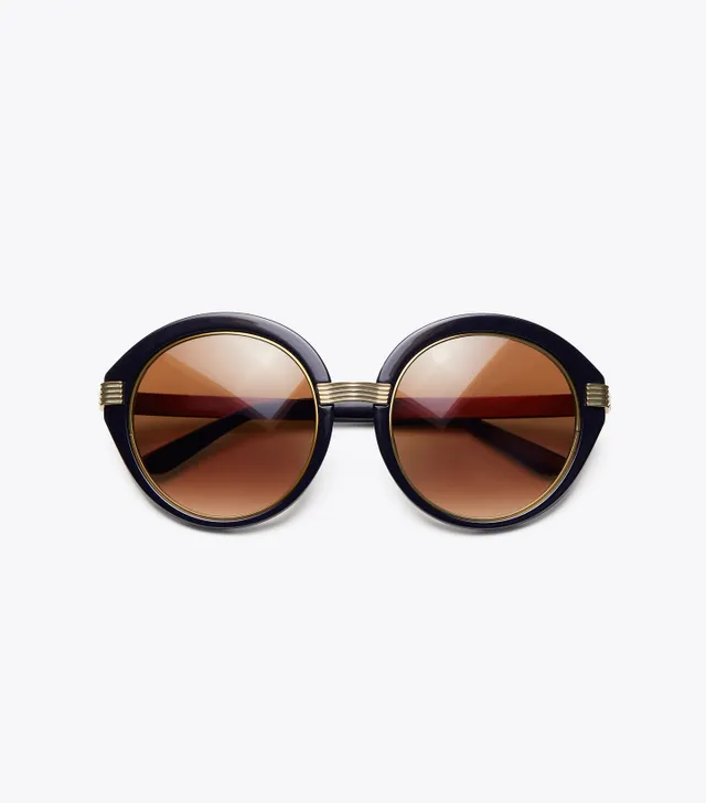 Tory Burch Kira Striped Round Sunglasses