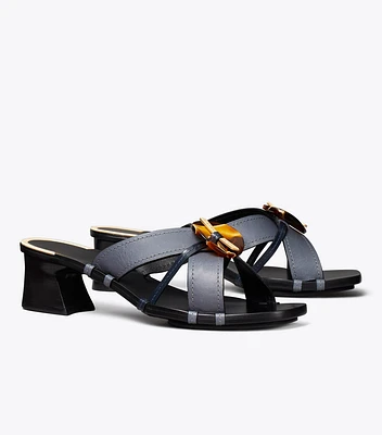 Knotted Heeled Mule Sandal