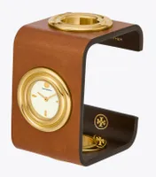 Leather Cuff Watch, Gold-Tone Stainless Steel