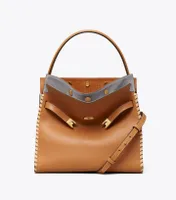 740 TORY BURCH Lee Radziwill Whipstitch Small Double Bag CLAY