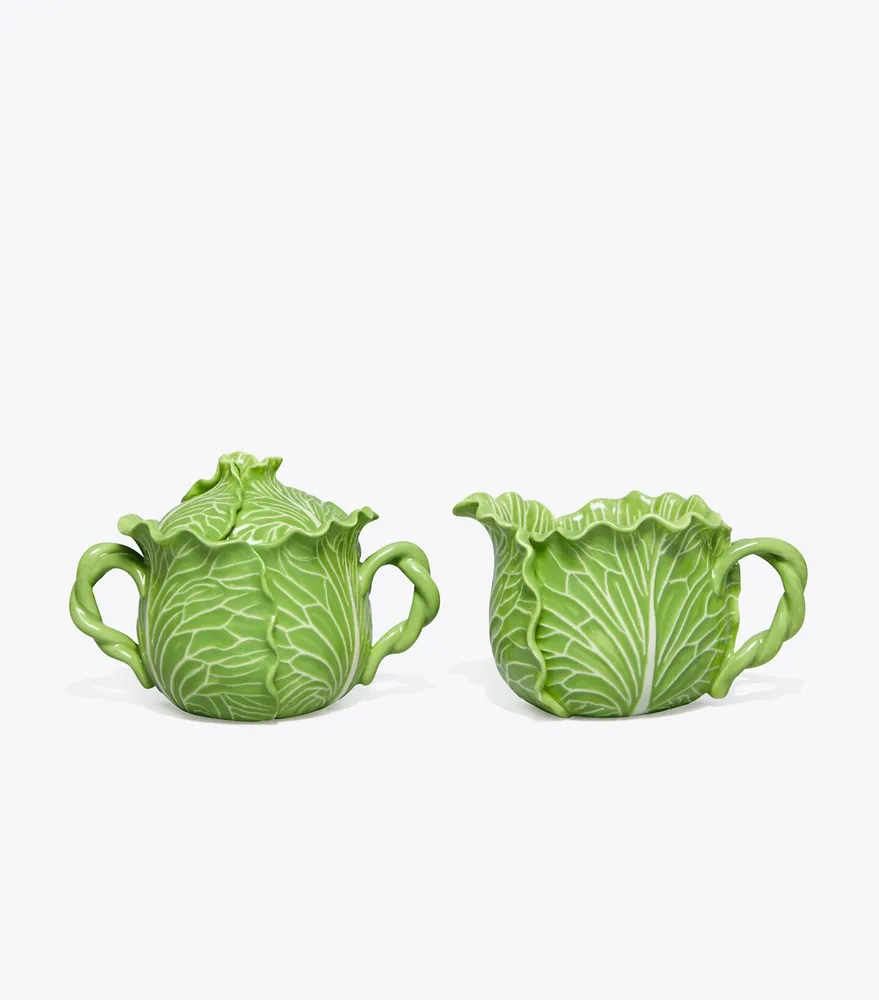 Lettuce Ware Lidded Sugar Pot & Creamer