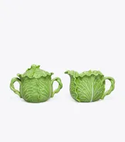 Lettuce Ware Lidded Sugar Pot & Creamer