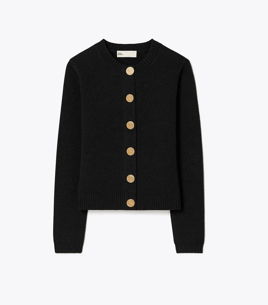 Logo Button Wool Cardigan