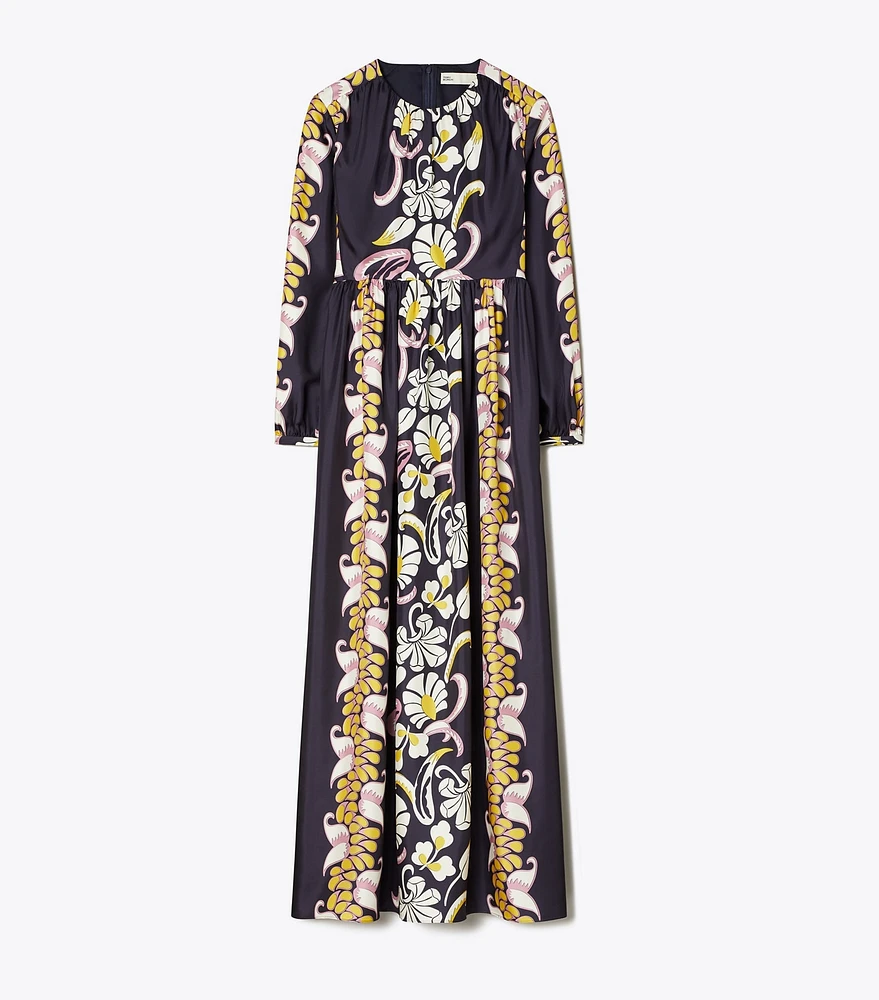 Long Silk Printed Dress