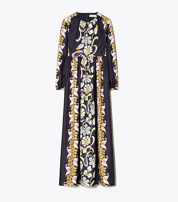 Long Silk Printed Dress