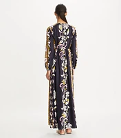 Long Silk Printed Dress