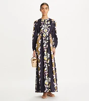 Long Silk Printed Dress