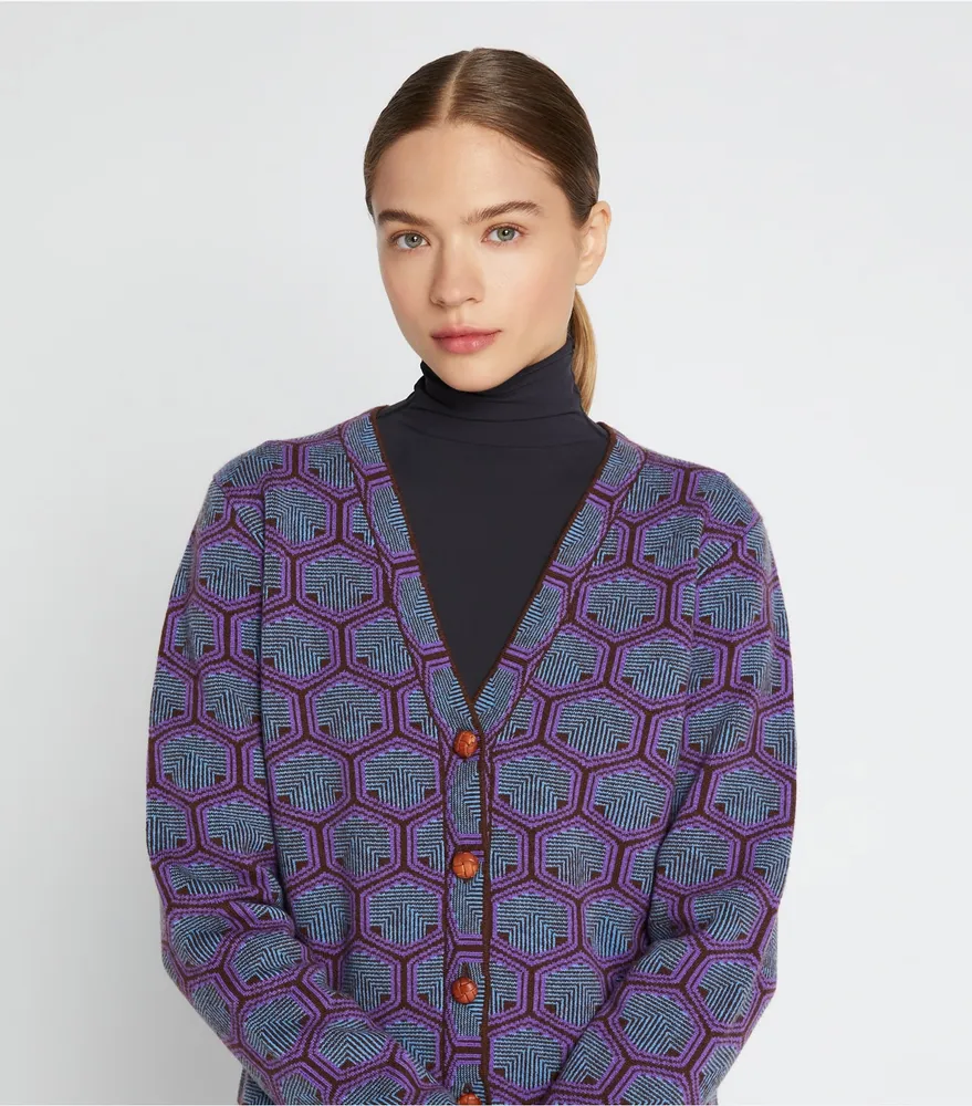 Merino Jacquard Cardigan