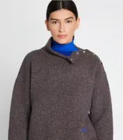 Merino Snap Shoulder Mockneck