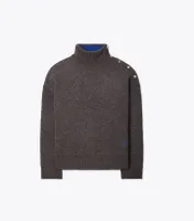 Merino Snap Shoulder Mockneck