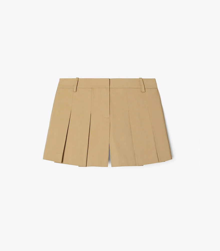 Micro Twill Pleated Short