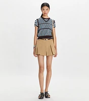 Micro Twill Pleated Short