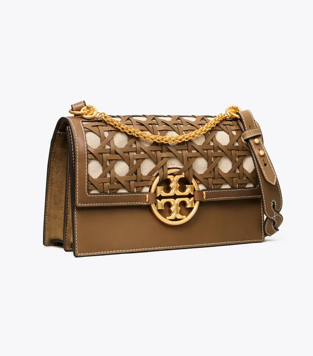 Tory Burch Miller Glazed Leather Clutch Crossbody Bag