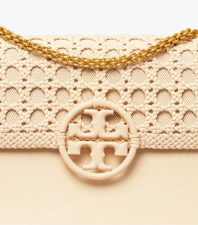 TORY BURCH Miller Basket Weave Moose Shoulder Bag