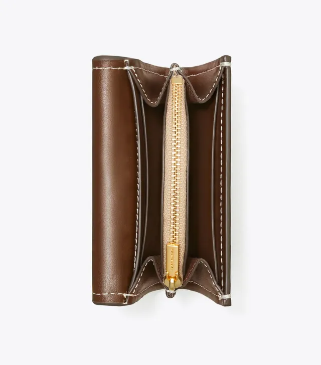 Tory Burch Miller Leather Clutch - Almond Flour/Gold