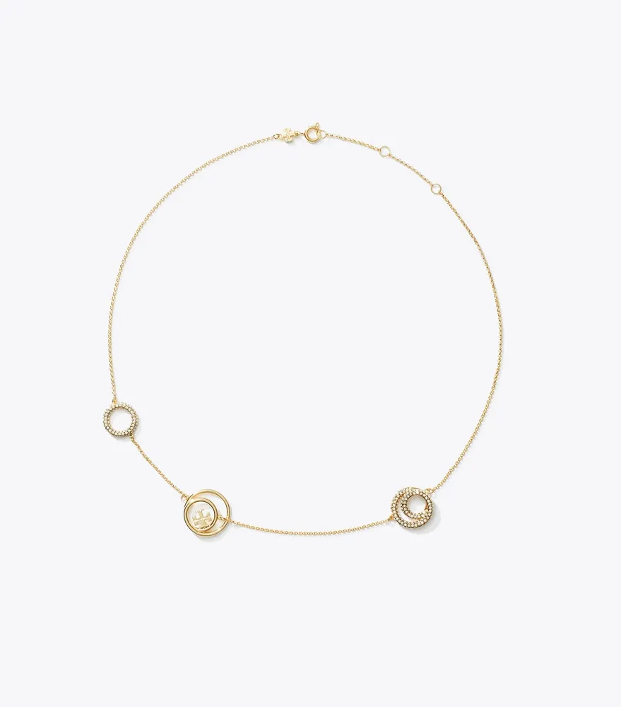 Tory Burch Miller Pave Logo Delicate Necklace | Neiman Marcus