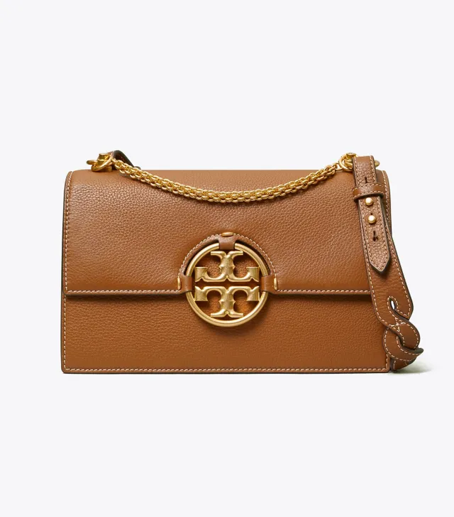 Tory Burch Brisk Blue Miller Glazed Leather Wallet Crossbody Bag