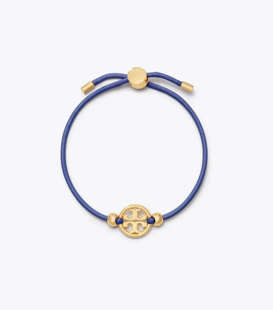 Tory Burch Women's Miller Leather Bracelet in Tory Gold/Shell Pink/Muscadine, One Size