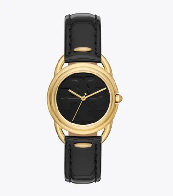 Miller Watch, Black Patent Leather/Gold-Tone Stainless Steel