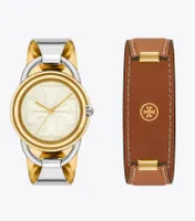 Miller Watch Gift Set, Leather/Two-Tone Stainless Steel