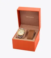 Miller Watch Gift Set, Leather/Two-Tone Stainless Steel