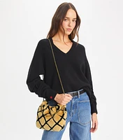 Mini Fleming Shearling Drawstring Bag