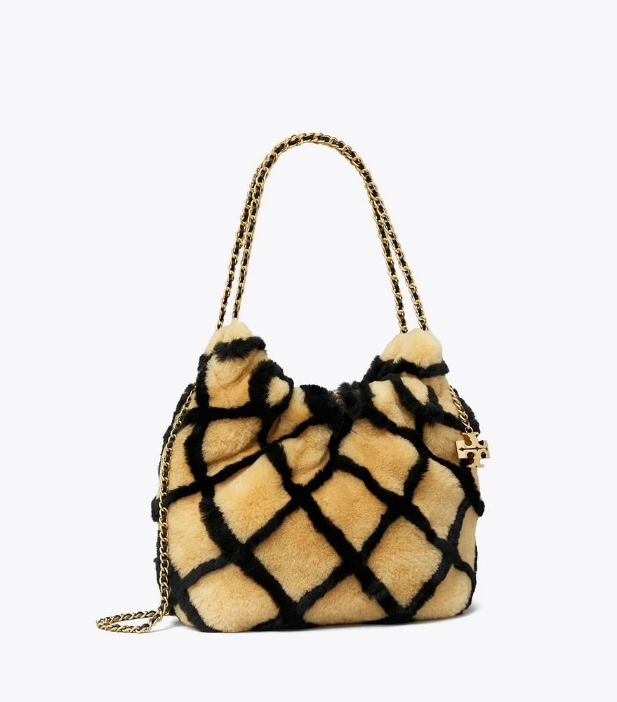 Mini Fleming Shearling Drawstring Bag