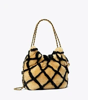 Mini Fleming Shearling Drawstring Bag