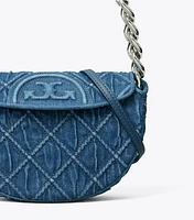 Mini Fleming Soft Denim Crescent Bag