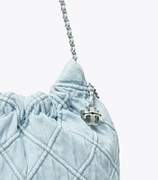 Mini Fleming Soft Denim Hobo Bag