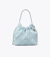 Mini Fleming Soft Denim Hobo Bag