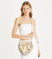 Mini Fleming Soft Floral Embellished Crescent Bag