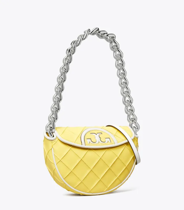 Tory Burch Fleming Mini Crochet Crescent Shoulder Bag