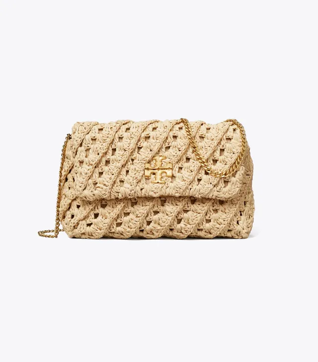 Tory Burch Kira Crochet Convertible Shoulder Bag in Natural