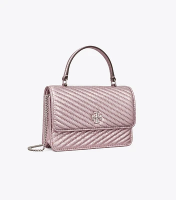 Mini Kira Moto Quilt Metallic Top-Handle Crossbody