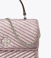 Mini Kira Moto Quilt Metallic Top-Handle Crossbody
